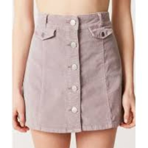 BDG Women's Light Pink Corduroy Button-front Mini Skirt sz 8 - Picture 1 of 8